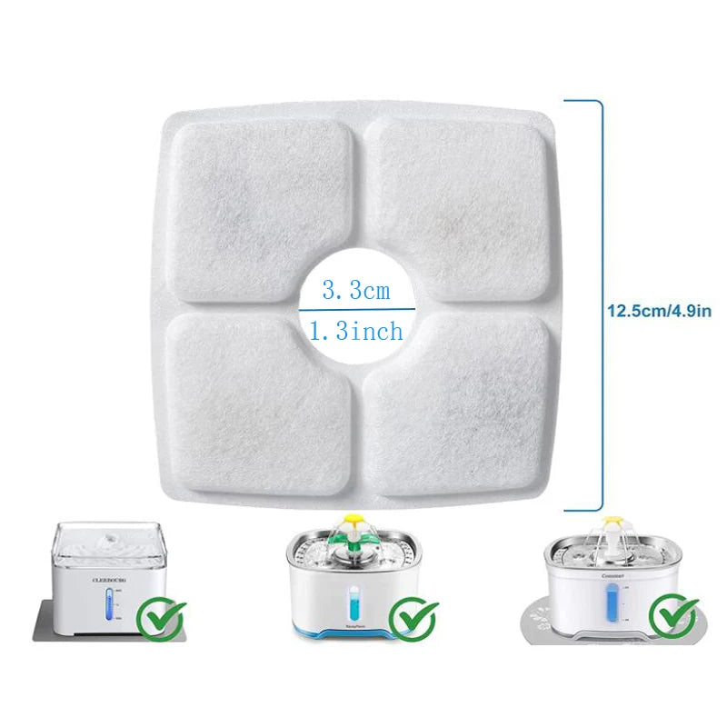 Cat & Dog Water Fountain Replacement Filters – Square Activated Carbon Filter for Veken & 2.5L Pet Fountains (4/8/16 Pack)