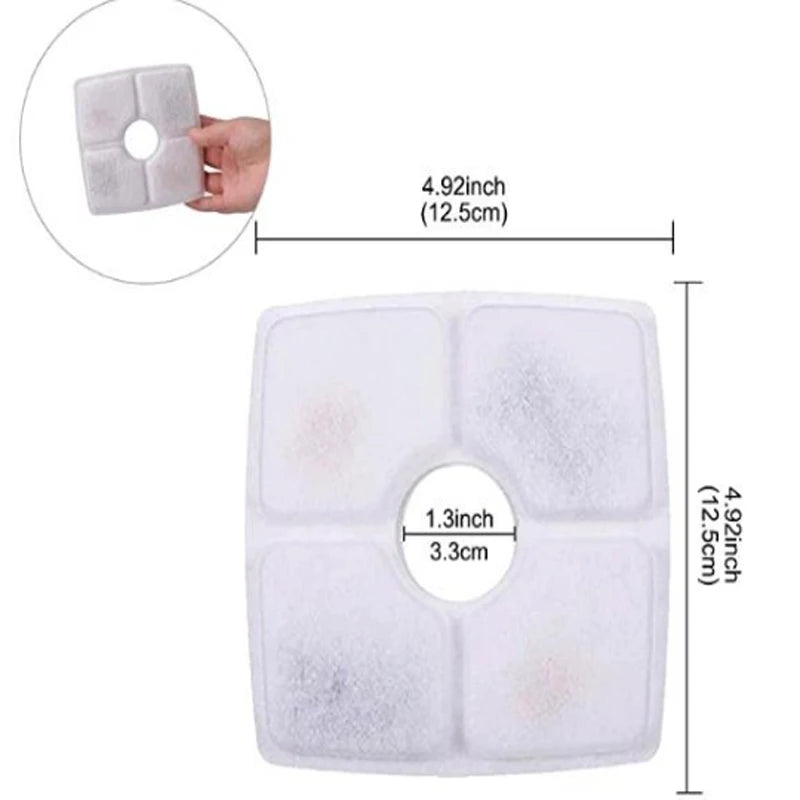 Cat & Dog Water Fountain Replacement Filters – Square Activated Carbon Filter for Veken & 2.5L Pet Fountains (4/8/16 Pack)